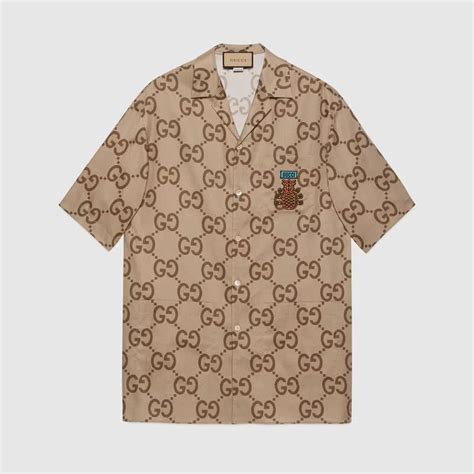 gucci pineapple gg canvas bowling shirt